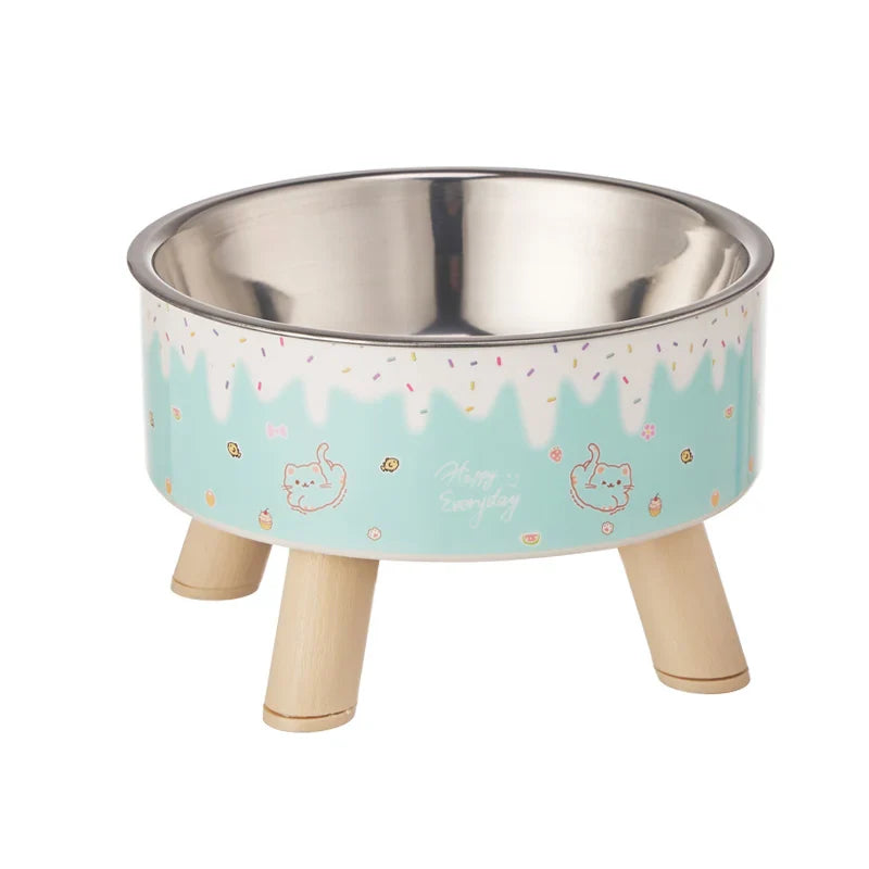 Elevated Dog Bowl | Colorful Ice Cream Design Puppy Feeding & Water Bowl