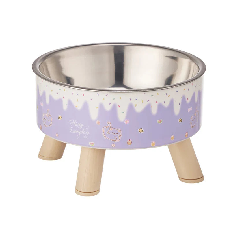 Elevated Dog Bowl | Colorful Ice Cream Design Puppy Feeding & Water Bowl