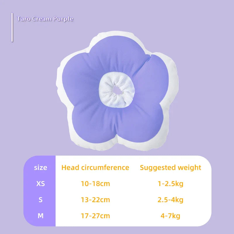 Soft Cotton Flower Cat Recovery Collar | Cute Elizabethan E-Cone for Surgery, Anti-Bite & Adjustable Neck Cover