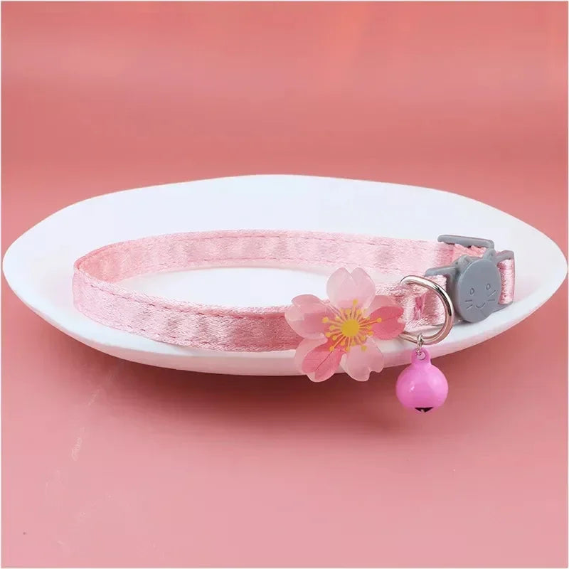 Pink Lace Cat Collar with Bell – Cute Pet Choker with Bow & Beads | Stylish Dog & Cat Accessories