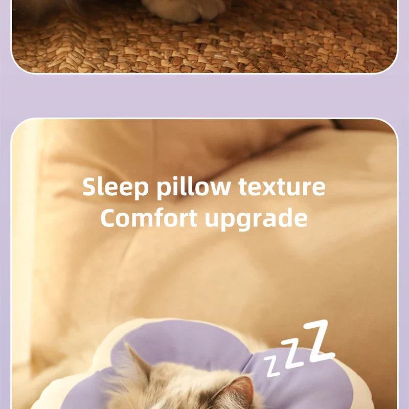 Soft Cotton Flower Cat Recovery Collar | Cute Elizabethan E-Cone for Surgery, Anti-Bite & Adjustable Neck Cover