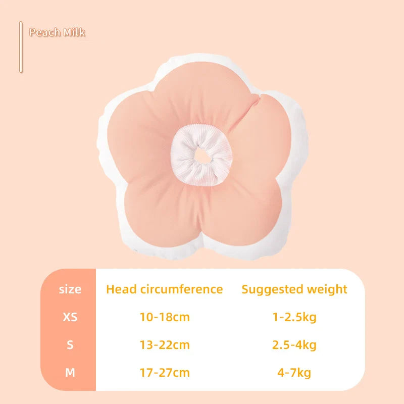 Soft Cotton Flower Cat Recovery Collar | Cute Elizabethan E-Cone for Surgery, Anti-Bite & Adjustable Neck Cover