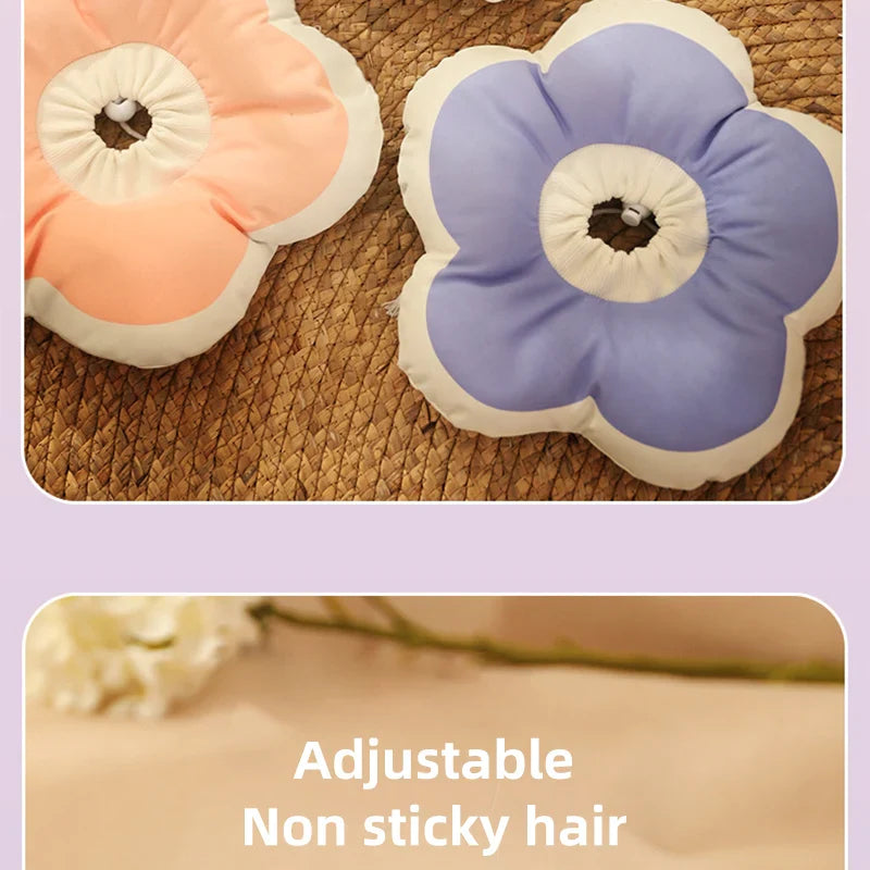 Soft Cotton Flower Cat Recovery Collar | Cute Elizabethan E-Cone for Surgery, Anti-Bite & Adjustable Neck Cover